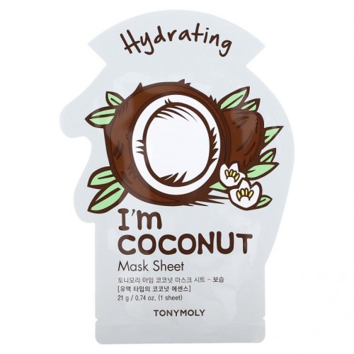 Tony Moly, 아임 코코넛, 하이드레이팅 뷰티 마스크 시트, 1매, 21g(0.74oz)
