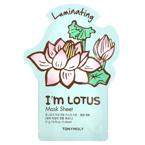 Tony Moly, 아임 로터스, 루미네이팅 뷰티 마스크 시트, 1매, 21g(0.74oz)
