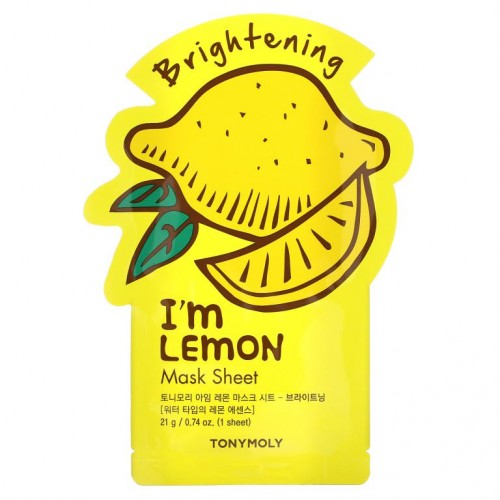Tony Moly, 아임 레몬, 브라이트닝 뷰티 마스크 시트, 1매, 21g(0.74oz)
