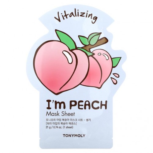 Tony Moly, 아임 피치, 바이탈라이징 뷰티 마스크 시트, 1매, 21g(0.74oz)