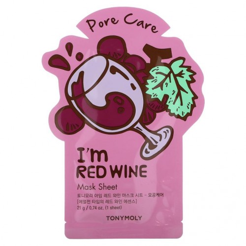 Tony Moly, 아임 레드와인, 모공 케어 뷰티 마스크 시트, 1매, 21g(0.74oz)