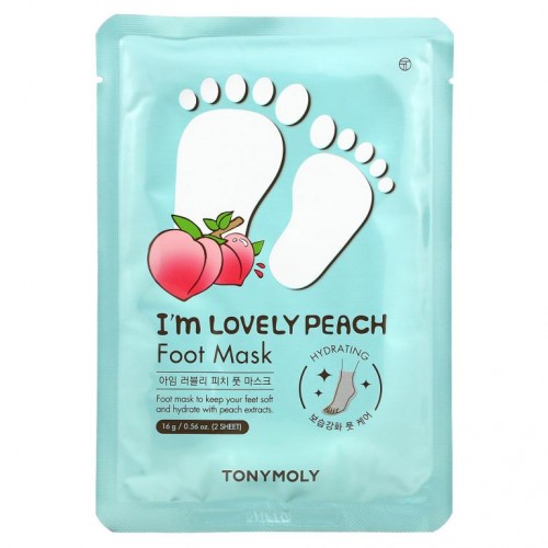 Tony Moly, I'm Lovely Peach, Foot Mask, 2 Sheet, 0.56 oz (16 g)