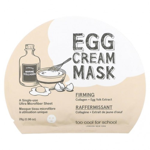 Too Cool for School, 에그 크림 뷰티 마스크, 퍼밍, 1개입, 28g(0.98oz)