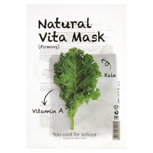 Too Cool for School, Natural Vita Beauty Mask (Firming) with Vitamin A & Kale, 1 Sheet, 0.77 fl oz (23 ml)