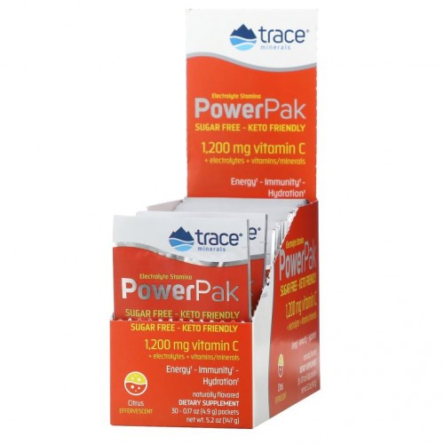 Trace Minerals ®, 전해질 스태미나 파워 팩, 무가당, 감귤류, 30팩, 각 4.9g(0.17oz)