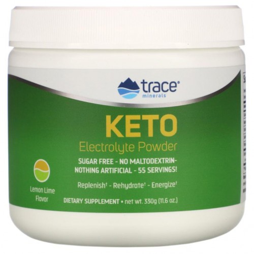 Trace Minerals ®, 케토 전해질 분말, 무설탕, 레몬 라임 맛, 330g(11.6oz)
