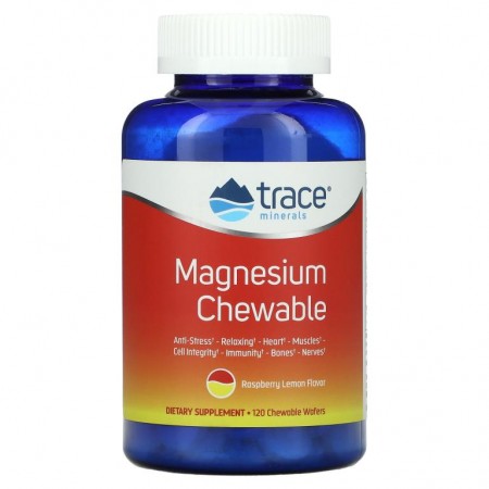 Trace Minerals ®, 마그네슘 츄어블, 라즈베리 레몬 맛, 츄어블 웨이퍼 120개입