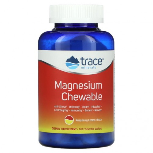 Trace Minerals ®, 마그네슘 츄어블, 라즈베리 레몬 맛, 츄어블 웨이퍼 120개입