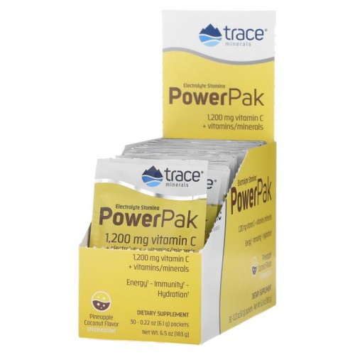 Trace Minerals ®, 전해질 스테미나 파워팩, 파인애플 코코넛, 30팩, 각 6.1g(0.22oz)