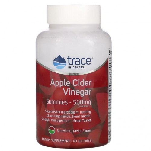 Trace Minerals ®, 애플 사이다 식초 구미젤리, 딸기 멜론 맛, 500mg, 구미젤리 60개