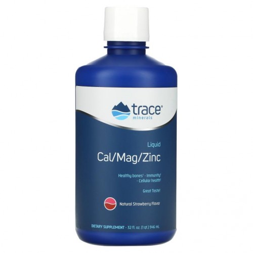 Trace Minerals ®, 액상 칼슘/마그네슘/아연, 천연 딸기 맛, 946ml(32fl oz)