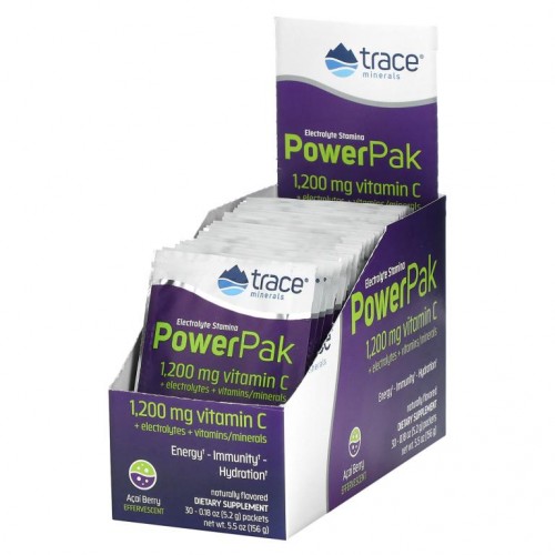 Trace Minerals ®, Electrolyte Stamina, PowerPak, 아사이 베리, 1,200mg, 30팩, 각 5.2g(0.18oz)
