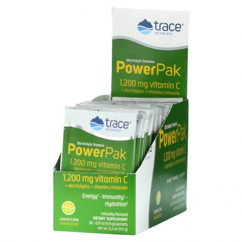 Trace Minerals ®, 전해질 스태미나 PowerPak, 레몬 라임, 30팩, 각 4.9g(0.17oz)