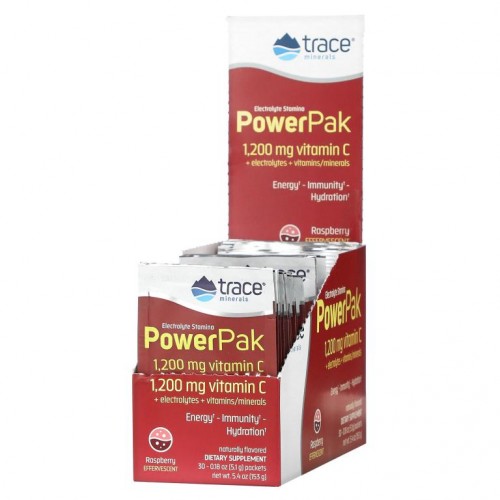 Trace Minerals ®, 전해질 스태미나 PowerPak, 라즈베리, 30팩, 개당 5.1g(0.18oz)