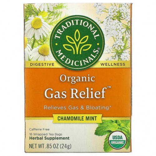 Traditional Medicinals, 유기농 가스제거제, 카페인 무함유, 캐모마일 민트, 티백 16개입, 24g(0.85oz)
