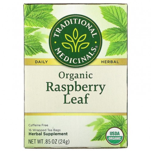 Traditional Medicinals, 유기농 라즈베리 잎, 카페인 무함유, 티백 16개입, 24g(0.85oz)