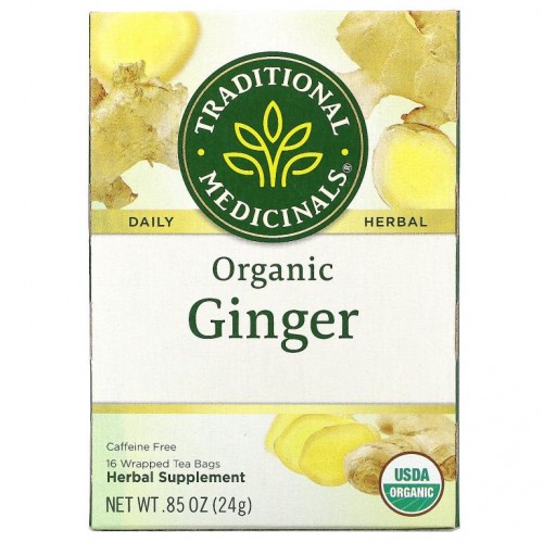 Traditional Medicinals, 유기농 생강, 카페인 무함유, 티백 16개입, 각 24g(0.85oz)