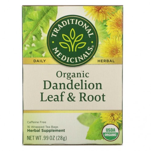 Traditional Medicinals, 허브 차, 유기농 민들레 잎 & 뿌리 차, 천연 무카페인, 티백 16개, 28g(.99oz)