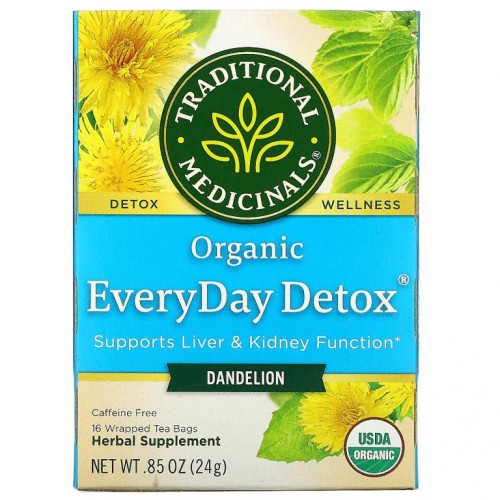 Traditional Medicinals, 유기농 EveryDay Detox, 서양민들레, 카페인 무함유, 티백 16개입, 24g(0.85oz)