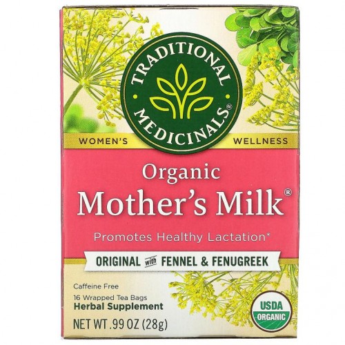 Traditional Medicinals, 유기농 Mother's Milk, 회향 및 호로파 함유 오리지널, 카페인 무함유, 티백 16개, 28g(0.99oz)