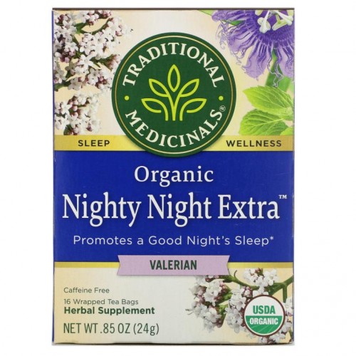 Traditional Medicinals, 유기농 Nighty Night Extra 티, 발레리안, 개별포장 티백 16개, 24g(0.85oz)
