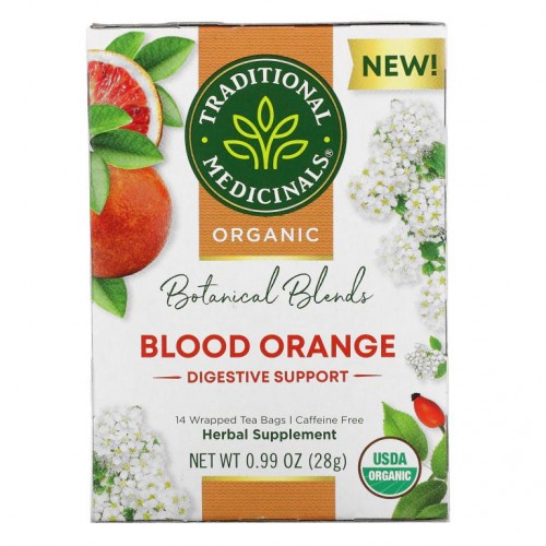 Traditional Medicinals, Organic Botanical Blends Tea, Caffeine Free, Blood Orange, 14 Wrapped Tea Bags, 0.99 oz (28 g)