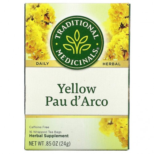 Traditional Medicinals, 옐로우 Pau d' Arco, 카페인 무함유, 티백 16개입, 24g(0.85oz)