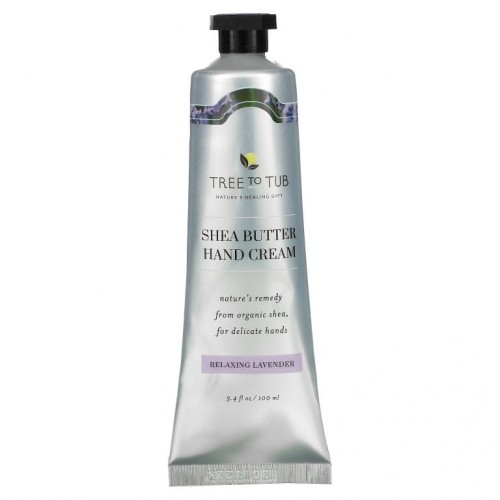 Tree To Tub, 극건성 피부용 딥 모이스처라이징 시어버터 핸드크림, 릴랙싱 라벤더, 100ml(3.4fl oz)
