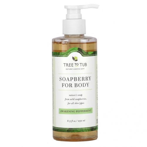 Tree To Tub, 건조한 지성 피부용 리프레싱 솝베리 바디 워시, 어웨이크닝 페퍼민트, 250ml(8.5fl oz)