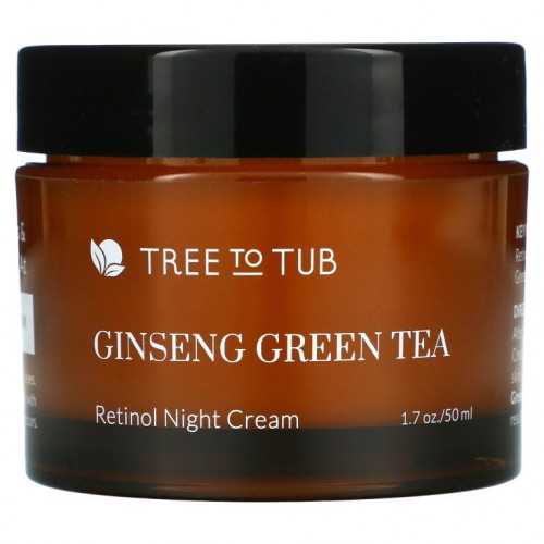 Tree To Tub, 민감성 피부용 젠틀 안티에이징 레티놀 나이트 크림, 인삼 & 녹차, 50ml(1.7fl oz)