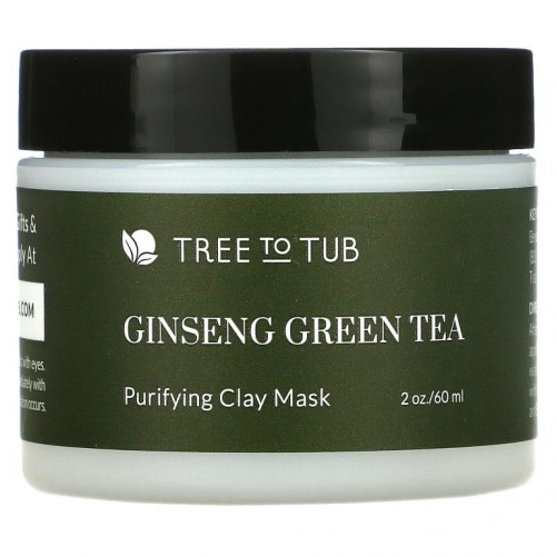 Tree To Tub, 민감성 피부용 활성탄 딥 퓨리파잉 클레이 페이스 마스크, 인삼 & 녹차, 60ml(2fl oz)