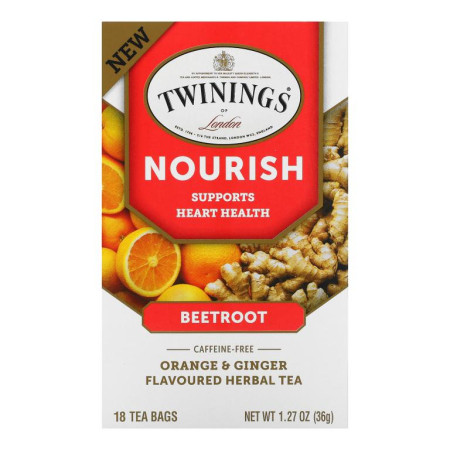 Twinings, 너리쉬 허브 티, 비트루트, 오렌지, 생강, 카페인 무함유, 티백 18개입, 36g(1.27oz)