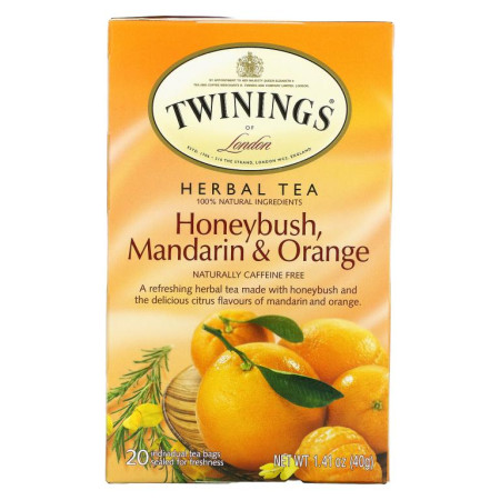 Twinings, 허브차, 허니부쉬, 만다린 & 오렌지, 카페인 무함유, 개별 포장 티백 20개, 40g(1.41oz)