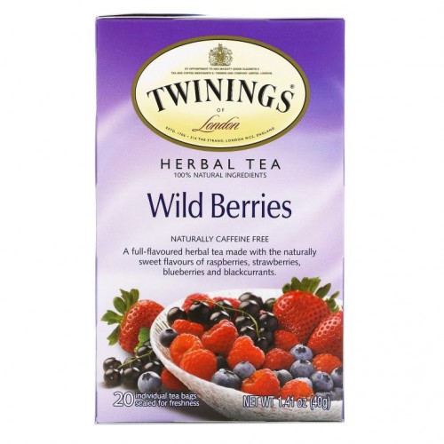 Twinings, 허브차, 야생 베리, 무카페인, 20티백, 1.41oz (40g)