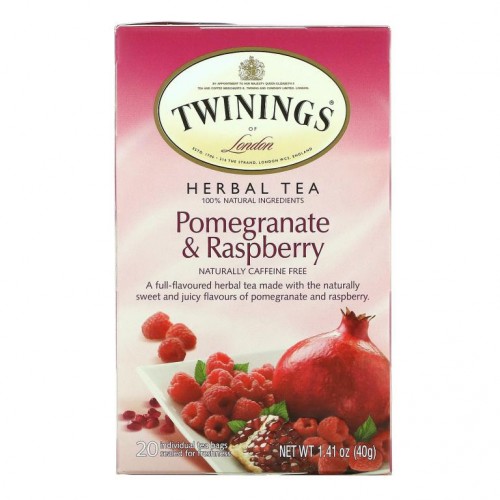 Twinings, 허브 차, 석류 & 라즈베리, 무카페인, 티백 20개입, 각 40g(1.41 oz)
