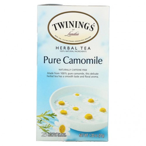 Twinings, 허브차, 순수 캐모마일, 카페인 무함유, 티백 25개, 37g(1.32oz)