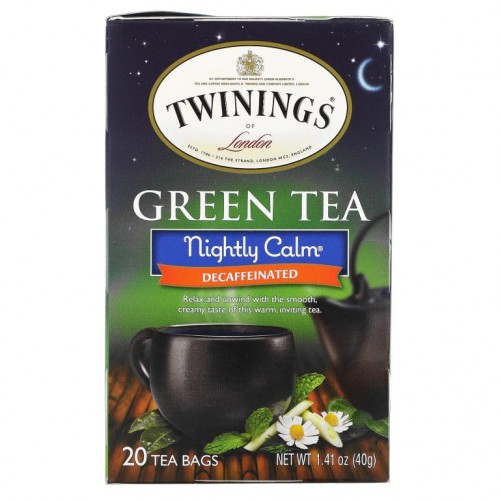 Twinings, 녹차, Nightly Calm, 천연 디카페인, 티백 20개, 40g(1.41oz)