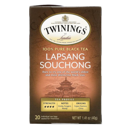 Twinings, 100% 순수 홍차, 랍상소우총, 티백 20개, 40g(1.41oz)