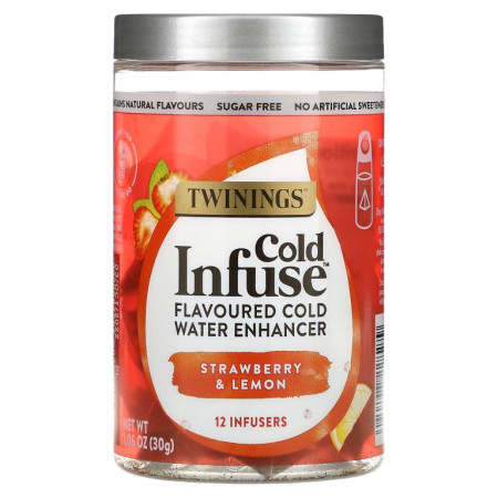 Twinings, Cold Infuse, 콜드 워터 인핸서, 스트로베리 & 레몬 맛, 인퓨저 12개, 30g(1.06oz)