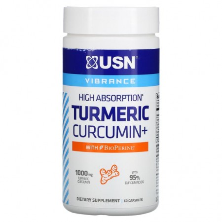 USN, 흡수율이 뛰어난 강황 커큐민, BioPerine 함유, 500mg, 캡슐 60정