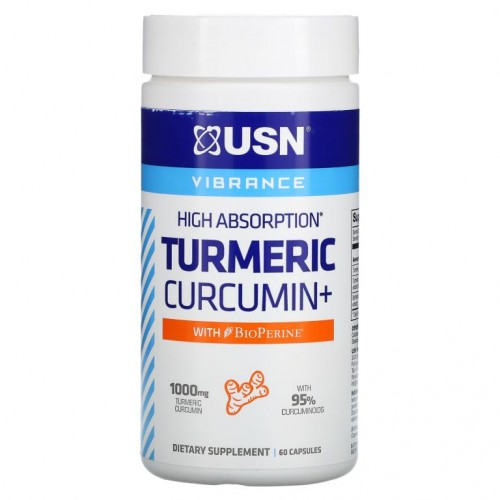 USN, 흡수율이 뛰어난 강황 커큐민, BioPerine 함유, 500mg, 캡슐 60정