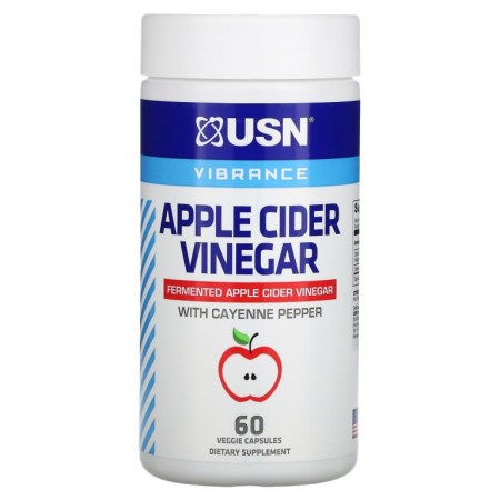USN, 카이엔 페퍼 함유 애플 사이다 식초, 베지 캡슐 60정