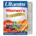 Ultamins, CoQ10 함유 여성용 종합비타민, 버섯, 효소, 채소, 베리 함유, 베지 캡슐 60정