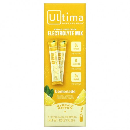 Ultima Replenisher, Ultima Replenisher Electrolyte Powder, 레모네이드, 10 패킷, 0.12 oz (3.5 g) 각