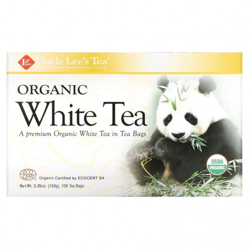 Uncle Lee's Tea, 오가닉 화이트 티, 100 티백, 5.29 온스 (150 그램)