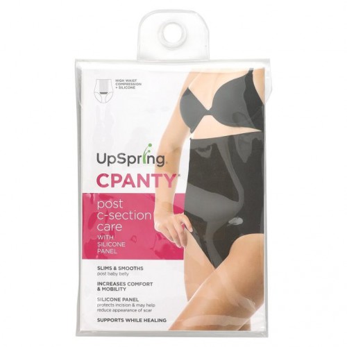 UpSpring, C-Panty, 제왕절개 후 케어, 실리콘 패널 포함, 블랙, 사이즈 L/XL, 1개