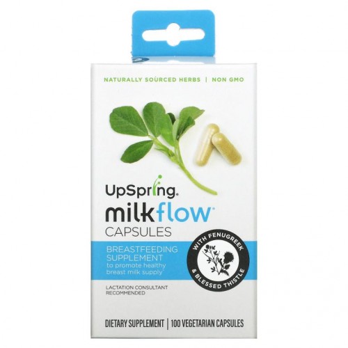UpSpring, Milkflow, 호로파 + 블레스드 시슬, 베지 캡슐 100정