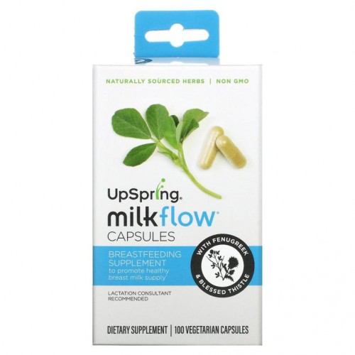 UpSpring, Milkflow, 호로파 + 블레스드 시슬, 베지 캡슐 100정