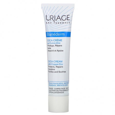 Uriage, 배리어덤, 구리-아연이 함유된 시카 크림, 무향, 40ml(1.35fl oz)