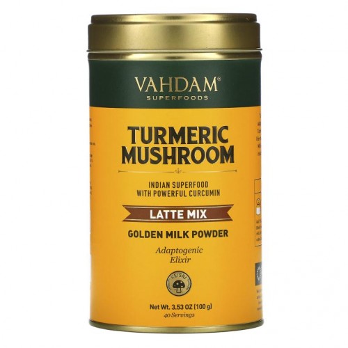 Vahdam Teas, 라떼 믹스, 강황 버섯, 100g(3.53oz)